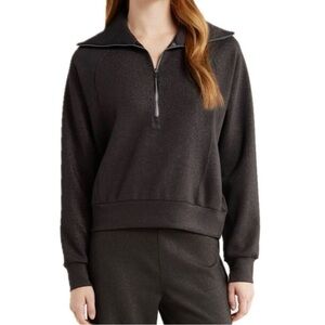 Spanx Air Essential Shine women’s  Black Half-Zip Top